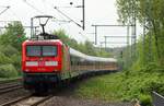 DB Regio Kiel 112 154 mit dem RE7 nach Hamburg verlässt hier Schleswig.