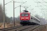 DB/WFL 112 170-6 mit dem D 304 aus Innsbruck kurz vor der Einfahrt in den dänischen Grenzbahnhof Pattburg/DK aufgenommen in Harrislee.