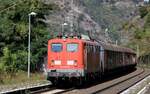 Der Henkelzug diesmal mit BYB E40 432/ 140 432-6 festgehalten in Lorchhausen.