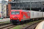 145 091-5/145-CL 013 der MKB(Mindener Kreisbahn GmbH)mit einem  MSC  Containerzug beim Halt im Bremer Hbf.