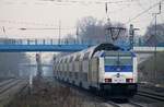 Personenverkehr-Version der Traxx AC2 die Metronom 146 542-6 als Schublok eines ME aus Bremen nach Hamburg.