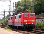 DB 151 068-4(Unt/LD X/26.04.07, 1.Verl/WRS/26.04.14, 2.Verl/NNR 9/03.04.15)und 151 165-8(Unt/LD X/13.06.07, Verl/HS 9/05.06.15)auf dem Weg zum Hansa-Port im Hamburger Hafen.