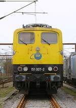 Frontansicht der gelben EGP 151 007-2, Pattburg 21.03.2024