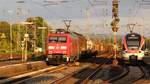 DB 152 025-3 mit langem Gz und Vias VT 409 aufgenommen in Bhf Neuwied am Rhein.