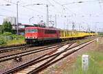 FWK 155 046-6, REV/LD X/16.12.13, Verl/FWK/16.12.21 mit leerem Holztransportzug Einfahrt Bremen Hbf 10.07.2021 II