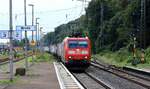 DB 185 100-5 mit Containerzug Durchfahrt Brohl am Rhein.