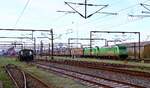 GreenCargo 5406 + 5405 mit Langschienenzug in Pattburg/DK.