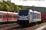 Railpool 187 301 rangiert im Lastmilemodus im Bahnhof Neckarelz mit Holz beladenen Güterwagen für die Firma SETG.