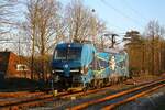 EGP 192 104-8 fährt aus der Südabstellung an den Zementleerzug, Pattburg/Padborg 03.04.2023