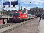 Loket-Vectron 193 287 auf der südlichen Zentralbrücke der Eisenbahn, Södra järnvägsbron, in Richtung Hauptbahnhof.