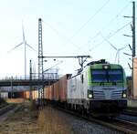 Captrain/ATLU 193 782-0 mit Containerzug Einfahrt Waltershof/Dradenau.