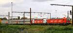 ELL/ELOC/Snälltåget 193 288 + die abgebügelte 193 965 vor dem Snälltåget D 305 nach Innsbruck Hbf bei der Ausfahrt aus dem Grenzbahnhof Pattburg/Padborg, 29.07.2023   