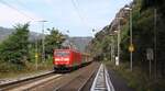 DB 185 160-9 mit H-Wagenzug in Lorchhausen.