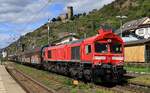 DB 077 012 mit langem Güterzug Kaub am Rhein 14.09.2023