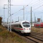 411 082-1  Mainz als ICE 1704 von Leipzig Hbf nach  Warnemnde bei der Einfahrt im Rostocker Hbf.19.10.2013