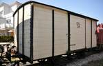 Gedeckter G�terwagen Gw 348 des Alb-B�hnle (UEF) in Amstetten am 26.03.2022.