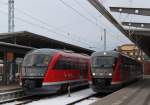 642er Treffen im Rostocker Hbf link´s nach Rostock-Seehafen/Nord und recht´s nach Graal-Mritz.11.02.2012