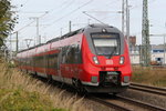 442 344 als S2(Warnemnde-Gstrow)bei der Ausfahrt im Rostocker Hbf.30.09.2016