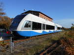 Der UBB 646 123 stand,am 10.Oktober 2018 zur Rckfahrt nach Stralsund in Barth bereit.