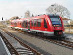 623 027,als RE Pasewalk-Btzow,am 17.Februar 2019,in Reuterstadt Stavenhagen.