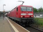 143 841-5 mit S1 von Rostock Hbf Richtung Warnemnde bei der Ausfahrt im Hp Rostock-Ltten Klein.(18.05.10)