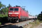 120 104-5 Mit Sonderzug Nummer 2.von Rostock-Seehafen nach Berlin-Charlottenburg bei der Durchfahrt auf der Gterumfahrung beim Rostocker Hbf.20.07.2013