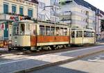 Straßenbahn / Stadtverkehr; Freiburg;      T 4 Nr.56 von Rastatt Baujahr 1927 und B 2 Nr.135 von Rastatt Baujahr 1953 in der Haltestelle Lorettostraße in Freiburg am 06.07.2019.