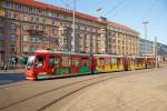   Die VAG (Verkehrs-Aktiengesellschaft N�rnberg) Tram 1113 „Bahnjahr 2010 - 175 Jahre Eisenbahn“  ein GT8N am 01.07.2015, als Linie5 (Tiergarten –Hauptbahnhof –Worzeldorfer