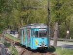 Der Tw48,von der Rüdersdorfer Straßenbahn,neben der Landstraße nach Schöneiche(b.Berlin)am 19.April 2018.