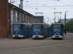 Auf der Fahrt zum Flohmarkt nach Sievershagen,machte ich einen Abstecher zum Rostocker Depot in der Hamburger Strae,so konnte ich die Straenbahn Tw 703,805 und 802 am 09.Mai 2013 fotografieren.