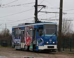 Mit FC Hansa Rostock Werbung stand der CKD Tatra T6A2 701 vor dem Depot 12 in Rostock-Marienehe.18.03.2017 es bleibt abzuwarten bis das dänische Straßenbahnmuseum Skjoldenæsholm den