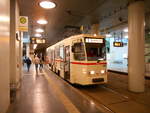 Halt am Rostocker Hbf für den Tw 704 der,am 15.Juli 2018,auf Sonderfahrt durch Rostock fuhr.