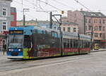Bäderbahn Molli am Vormittag in der Haltestelle Rostock Doberaner Platz.15.03.2026