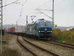 Der Beweis der Containerzug von Hamburg nach China,am 11.November 2019,mit der EGP 192 104  in Lietzow.