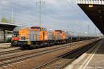 V160.4 (203 109-4) & V160.7 (203 150-8) der hvle mit Kesselzug in Berlin Schnefeld-Flughafen.