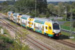 ODEG ET 445.107 als Leerzug von Warnemünde nach Rostock-Bramow bei der Ausfahrt in Warnemünde-Werft.10.08.2019