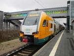 Von Wismar kam,am 09.Januar 2021,der ODEG KISS ET445 107 in Bad Kleinen und fuhr weiter nach Cottbus.