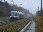 Ausfahrender OLA VT0006 nach Neustrelitz,am 02.November 2013,aus Demmin.