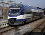 OLA80029 von Rostock Hbf nach Gstrow bei der Ausfahrt im Rostocker Hbf am 30.03.10 um 10.02 Uhr