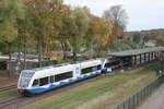 UBB 29411(Zssow-Swinoujscie Centrum)bei der Ausfahrt im Bf Seebad Ahlbeck.Aufgenommen am 24.10.2017 aus meiner Ferienwohnung 