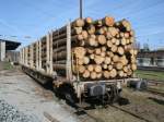 Mit Holz beladener Snps,am 25.April 2013,auf der Ladestrae in Bergen/Rgen.