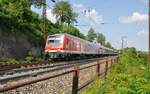 Steuerwagen Bauart Karlsruhe in Ulm Einfahrt zum Bahnhof am 23.05.2012.