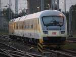 Steuerwagen+ RAILab 1 und 120 502 abgestellt im Rostocker Hbf.16.09.2014