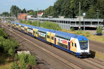 Metronom verlsst am 10.09.2016 den Tostedter Bahnhof.