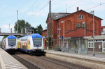 metronom Steuerwagen am 17.07.2016 im Bahnhof Tostedt.