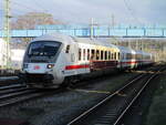  50 Jahre Intercity  Steuerwagen,am 14.Januar 2023,mit dem IC Binz-Köln,bei der Einfahrt in Bergen/Rügen.