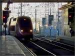 Einfahrt eines Thalys in den Bahnhof Bruxelles Midi am Abend des 17.02.08.