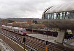 Der CFL Stadler KISS Z 2312 luft im Bahnhof von Belval Universit ein.