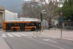 Irisbus IVECO f�hrt im Kreisverkehr am Bozner Bahnhof in Richtung Ritten.(24.3.2012)