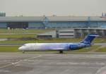 Blue 1 Boeing 717-23S geregistreerd als OH-BLM en genaamd  Kevtsade / Spring Rain . Bouwjaar 2001. Schiphol, Amsterdam 08-12-2013.